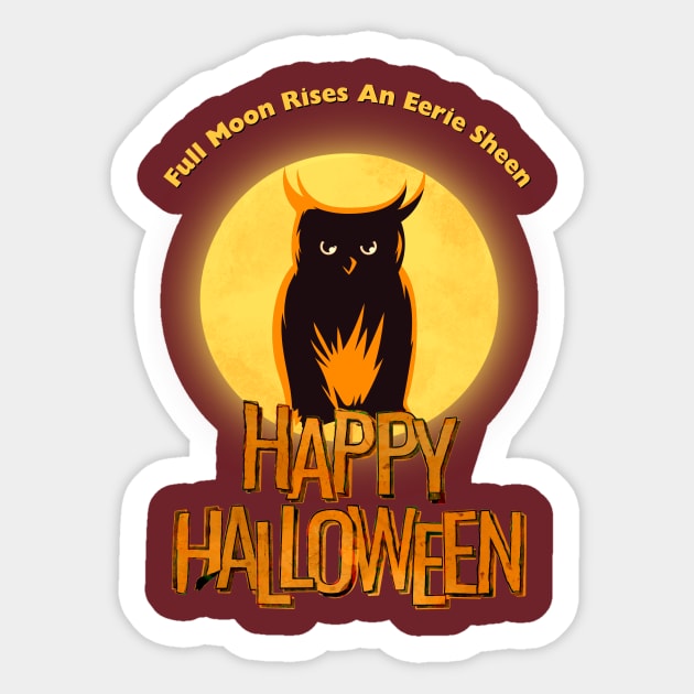 Eerie Moonlit Owl: Happy Halloween Sticker by DaShirtXpert